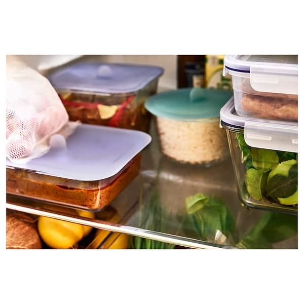 Ikea IKEA 365+ - Food container with lid, square glass/silicone, 1.2 l