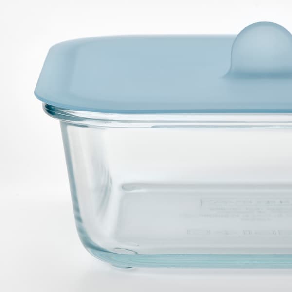 Ikea IKEA 365+ - Food container with lid, square glass/silicone, 600 ml