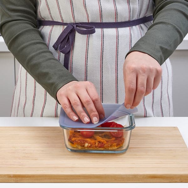 Ikea IKEA 365+ - Food container with lid, square glass/silicone, 600 ml