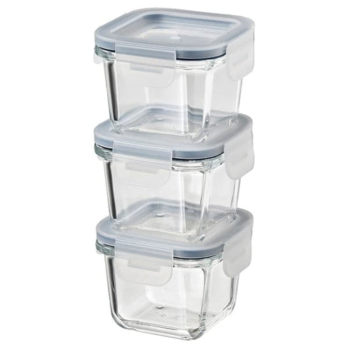 IKEA 365+ - Food container with lid, square/glass, 180 ml