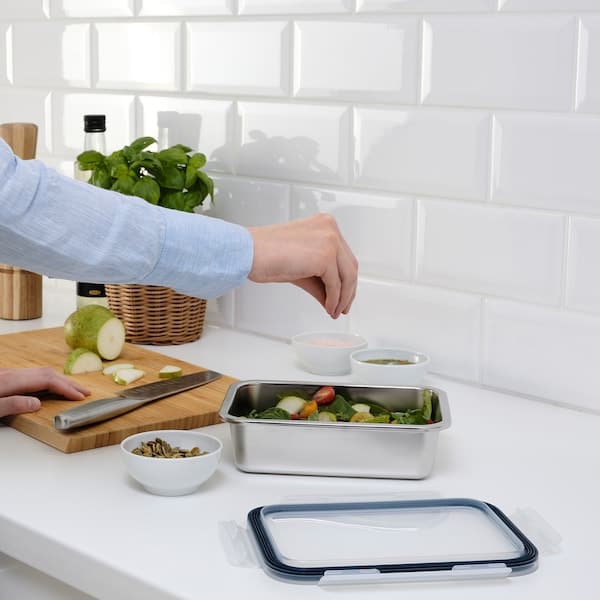 Ikea IKEA 365+ - Food container with lid, rectangular stainless steel/plastic, 1.0 l