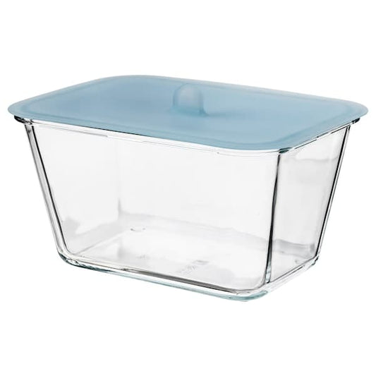 Ikea IKEA 365+ - Food container with lid, rectangular glass/silicone, 1.8 l