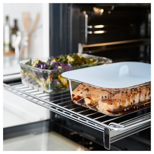 Ikea IKEA 365+ - Food container with lid, rectangular glass/silicone, 1.0 l