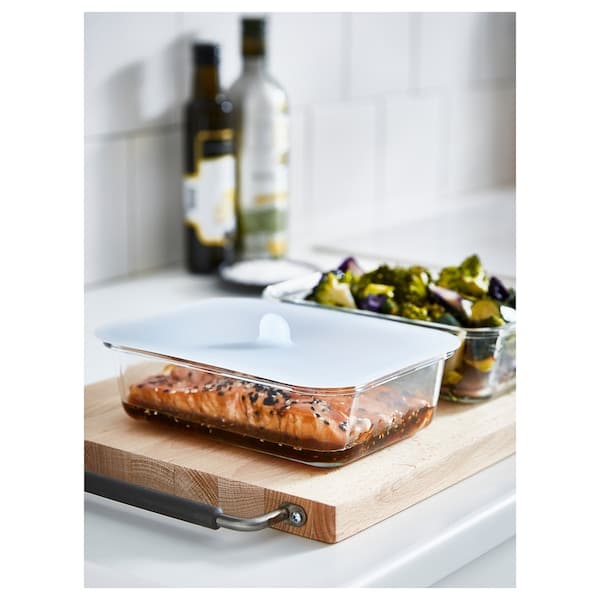 Ikea IKEA 365+ - Food container with lid, rectangular glass/silicone, 1.0 l