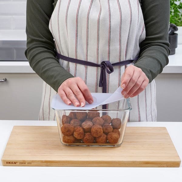 Ikea IKEA 365+ - Food container with lid, rectangular glass/silicone, 1.8 l