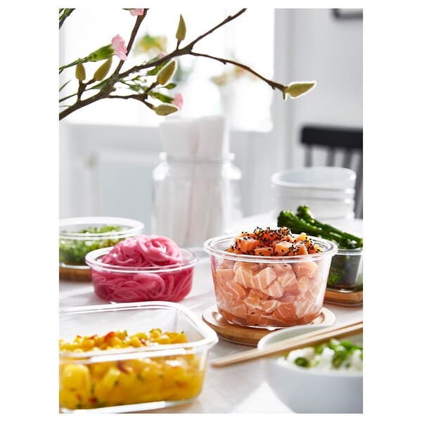 IKEA 365+ - Food container with lid, round glass/bamboo, 600 ml - best price from Maltashopper.com 69269091