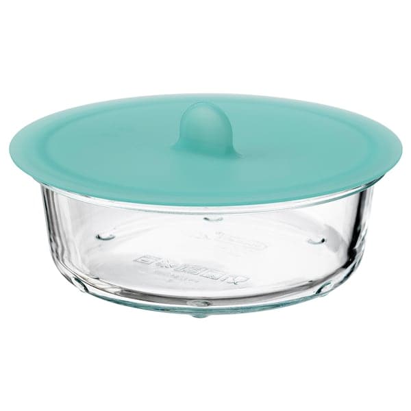 IKEA 365+ - Food container with lid, round glass/silicone