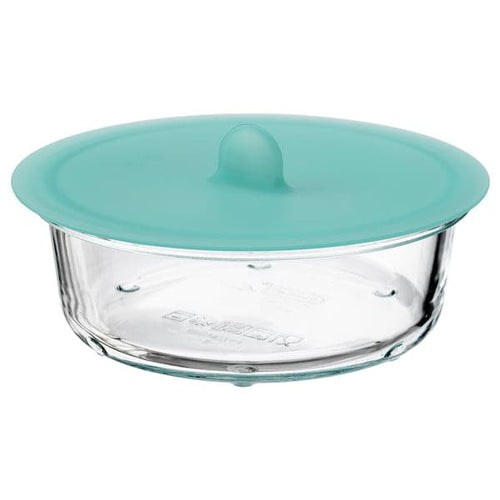 IKEA 365+ - Food container with lid, round glass/silicone, 400 ml
