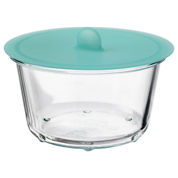 IKEA 365+ - Food container with lid, round glass/silicone