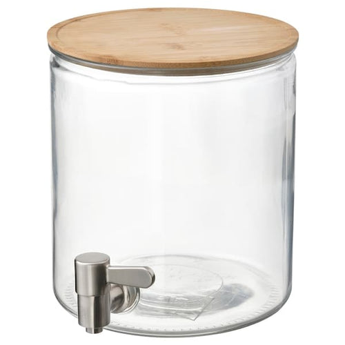 IKEA 365+ jar with tap, bamboo/clear glass, 18 cm
