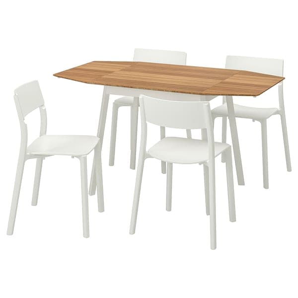 IKEA PS 2012 / JANINGE - Table and 4 chairs, bamboo/white, 138 cm