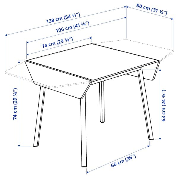 IKEA PS 2012 - Drop-leaf table, bamboo/white, 74/106/138x80 cm - best price from Maltashopper.com 20206806