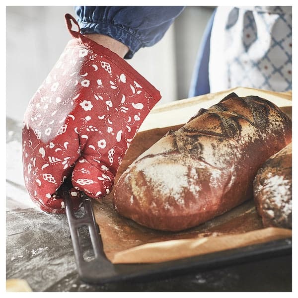 Ikea INAMARIA - Oven glove, patterned/red