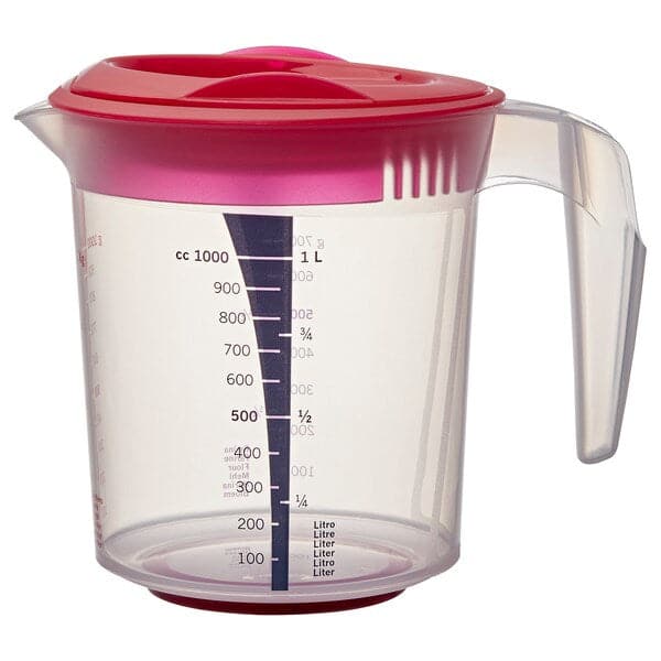 INFRIA Jug with lid and juicer - transparent/cherry red 1.0 l , 1.0 l - best price from Maltashopper.com 20394398