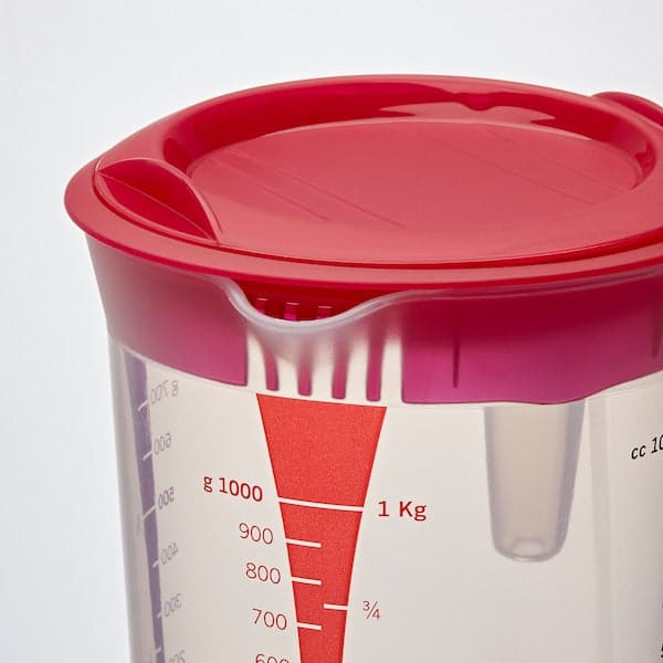 INFRIA Jug with lid and juicer - transparent/cherry red 1.0 l , 1.0 l - best price from Maltashopper.com 20394398
