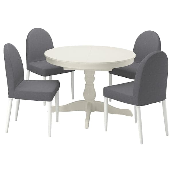 Ikea INGATORP / DANDERYD Table and 4 chairs, white white/Vissle grey, 110/155 cm , 110/155 cm