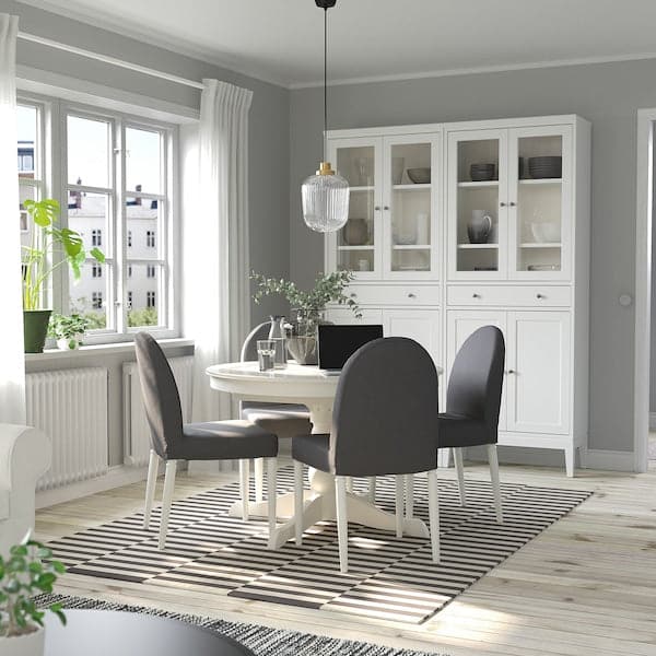 Ikea INGATORP / DANDERYD Table and 4 chairs, white white/Vissle grey, 110/155 cm , 110/155 cm