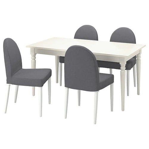 INGATORP / DANDERYD Table and 4 chairs, white white/Vissle grey, 155/215 cm , 155/215 cm