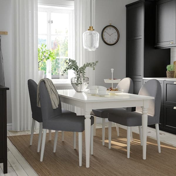 INGATORP / DANDERYD Table and 4 chairs, white white/Vissle grey, 155/215 cm , 155/215 cm - best price from Maltashopper.com 89483962