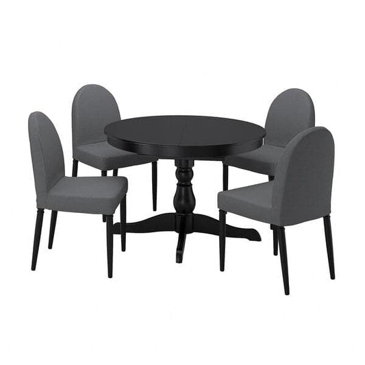 Ikea INGATORP / DANDERYD Table and 4 chairs, black black/Vissle grey, 110/155 cm , 110/155 cm