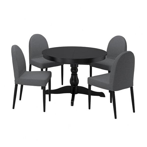 INGATORP / DANDERYD Table and 4 chairs, black black/Vissle grey, 110/155 cm , 110/155 cm