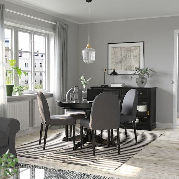 Ikea INGATORP / DANDERYD Table and 4 chairs, black black/Vissle grey, 110/155 cm , 110/155 cm