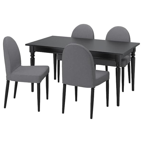 INGATORP / DANDERYD Table and 4 chairs, black black/Vissle grey, 155/215 cm , 155/215 cm