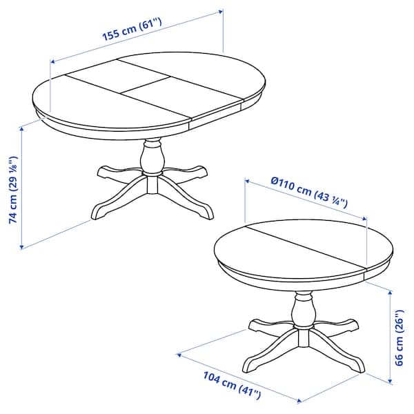 Ikea INGATORP / INGOLF - Table and 4 chairs, white/white, 110/155 cm