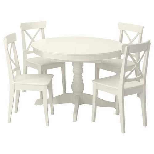 INGATORP / INGOLF - Table and 4 chairs, white/white, 110/155 cm