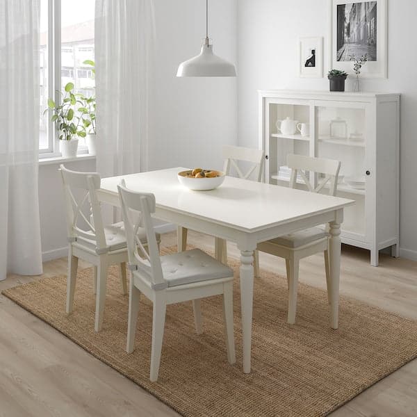 Ikea INGATORP / INGOLF - Table and 4 chairs, white, 155/215 cm