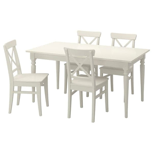 INGATORP / INGOLF - Table and 4 chairs, white, 155/215 cm