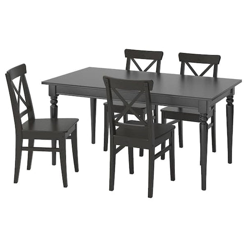 INGATORP / INGOLF - Table and 4 chairs, black/brown-black, 155/215 cm