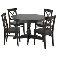 INGATORP / INGOLF - Table and 4 chairs, black/brown-black, 110/155 cm - best price from Maltashopper.com 79400496