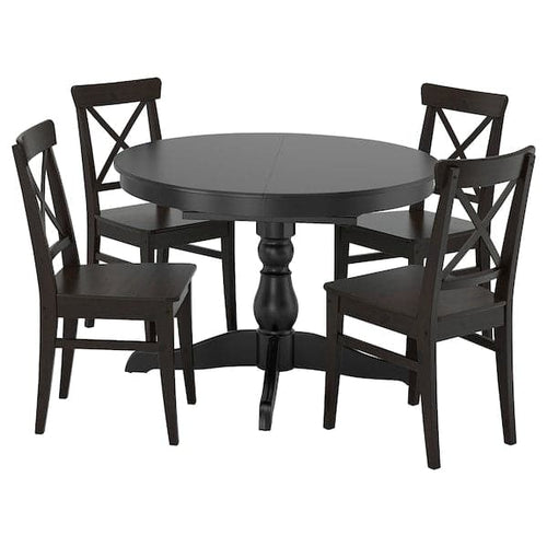 INGATORP / INGOLF - Table and 4 chairs, black/brown-black, 110/155 cm