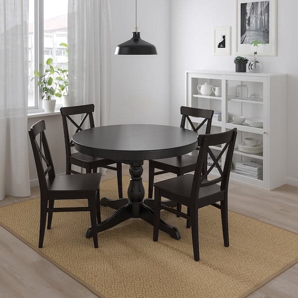 Ikea INGATORP / INGOLF - Table and 4 chairs, black/brown-black, 110/155 cm