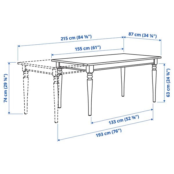 INGATORP / SKOGSBO - Table and 4 chairs, white white/dark brown, 155/215 cm - best price from Maltashopper.com 19515099