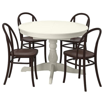 INGATORP / SKOGSBO - Table and 4 chairs, white white/dark brown, 110/155 cm - best price from Maltashopper.com 99515095