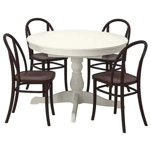 INGATORP / SKOGSBO - Table and 4 chairs, white white/dark brown, 110/155 cm