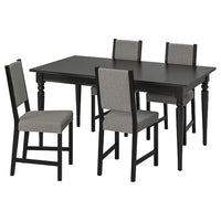 INGATORP / STEFAN Table and 4 chairs, black/Knisa grey/beige, 155/215 cm , 155/215 cm - best price from Maltashopper.com 19467574