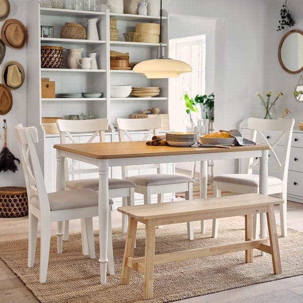 Ikea INGOLF Chair - white/Hallarp beige ,