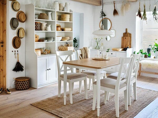 Ikea INGOLF Chair - white/Hallarp beige ,