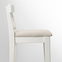 INGOLF Bar stool with backrest - white/Hallarp beige 75 cm , 75 cm - best price from Maltashopper.com 80478743