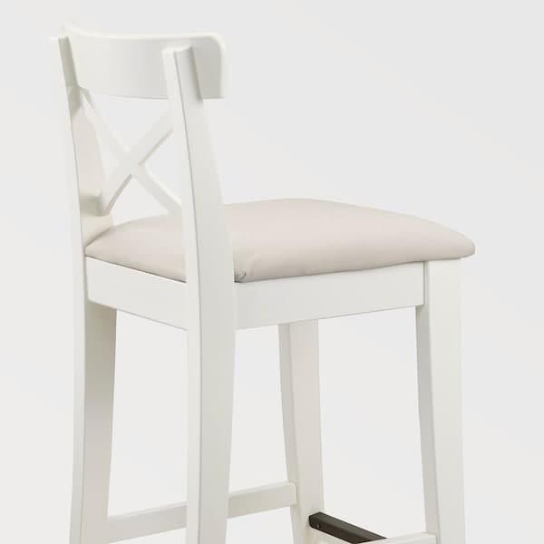 INGOLF Bar stool with backrest - white/Hallarp beige 75 cm , 75 cm - best price from Maltashopper.com 80478743