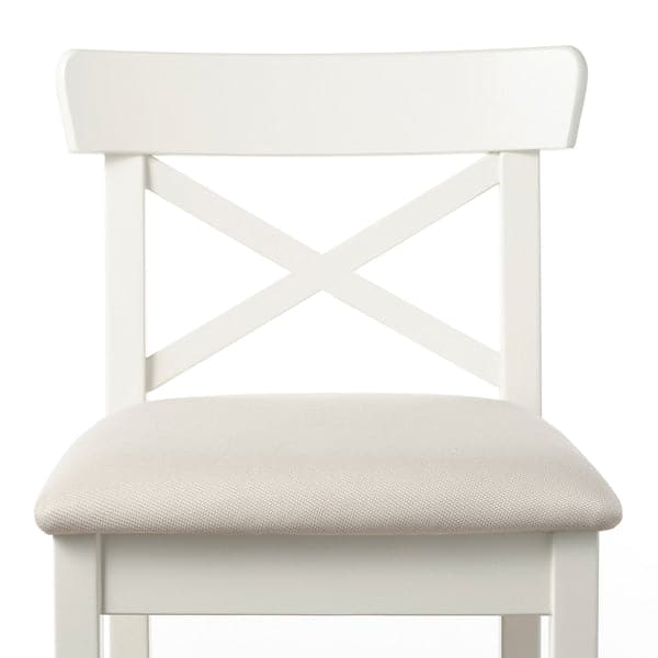 Ikea INGOLF Bar stool with backrest - white/Hallarp beige 75 cm , 75 cm
