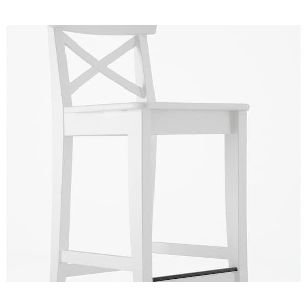 Ikea INGOLF - Bar stool with backrest, white, 63 cm