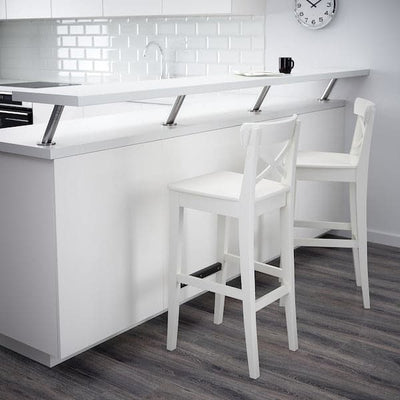 INGOLF - Bar stool with backrest, white, 74 cm - Premium Chairs from Ikea - Just €97.99! Shop now at Maltashopper.com