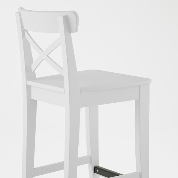 Ikea INGOLF - Bar stool with backrest, white, 63 cm