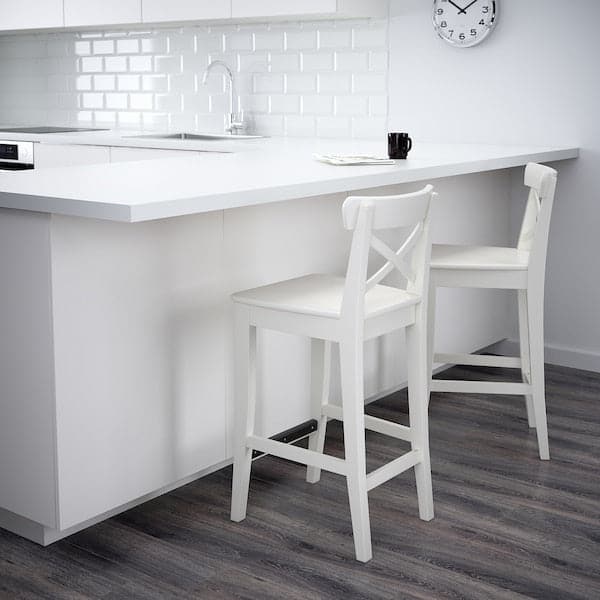 Ikea INGOLF - Bar stool with backrest, white, 63 cm