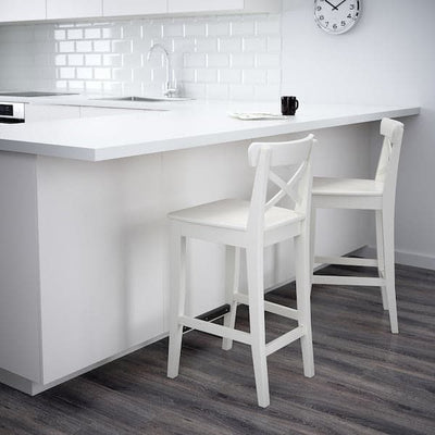 INGOLF - Bar stool with backrest, white, 63 cm - Premium Chairs from Ikea - Just €90.99! Shop now at Maltashopper.com