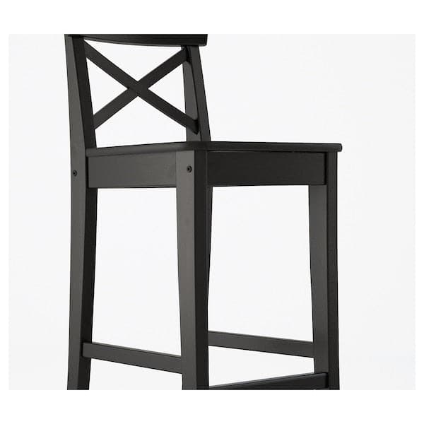INGOLF - Bar stool with backrest, brown-black, 63 cm - best price from Maltashopper.com 40248513